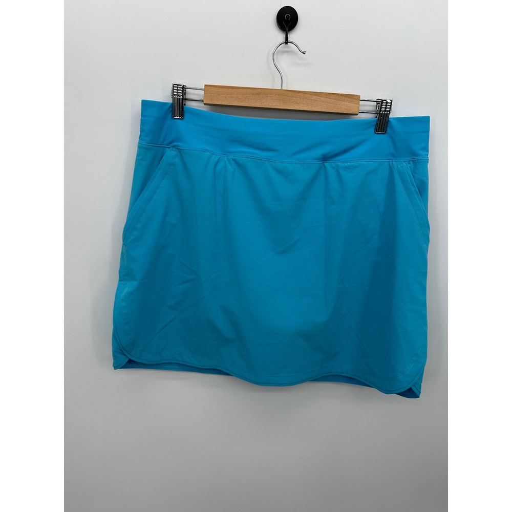 Lands End Womens Blue Swim Skort Sz 14 Beach Vaca Lined Bathing Suit Modest
